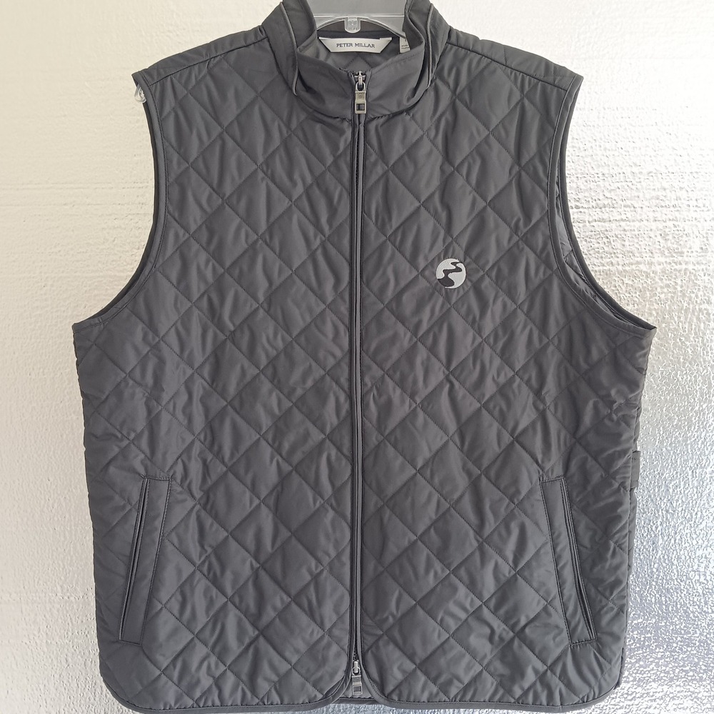 Peter Millar Essex Quilted Vest Mens L Black New Diamond Quilted Windproof $245